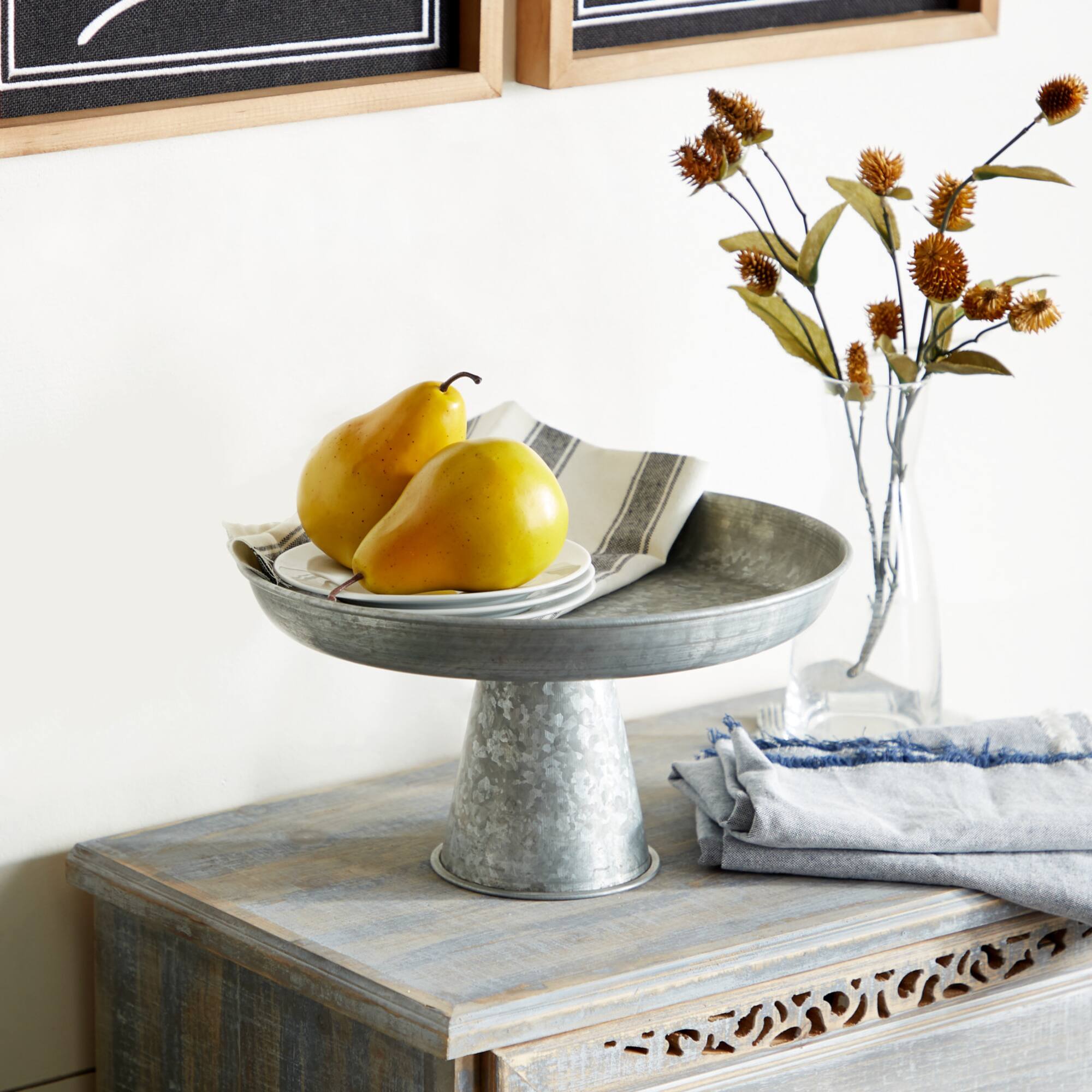 12" Gray Iron Farmhouse Cake Stand